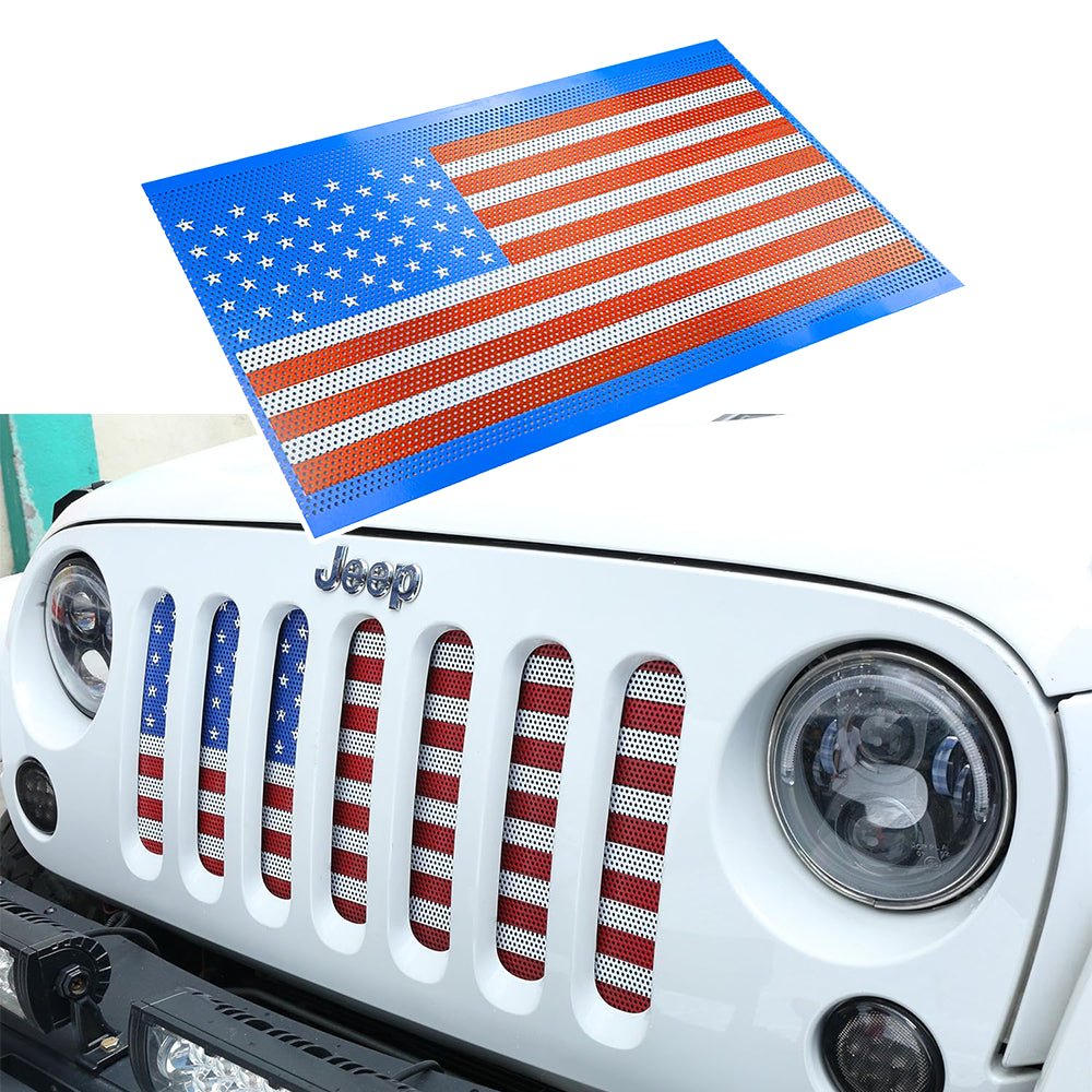 2018-2024 Jeep JL Wrangler & Gladiator JT,US Flag Front Grille Insert Mesh Bug Screen Deflector - US Flag