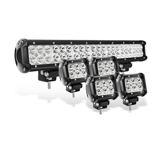 Jeep Wrangler JK and Jeep Wrangler JL 20Inch 126W Spot Flood Combo Led Light Bar 4PCS 4Inch 18W Spot LED Pods Fog Lights