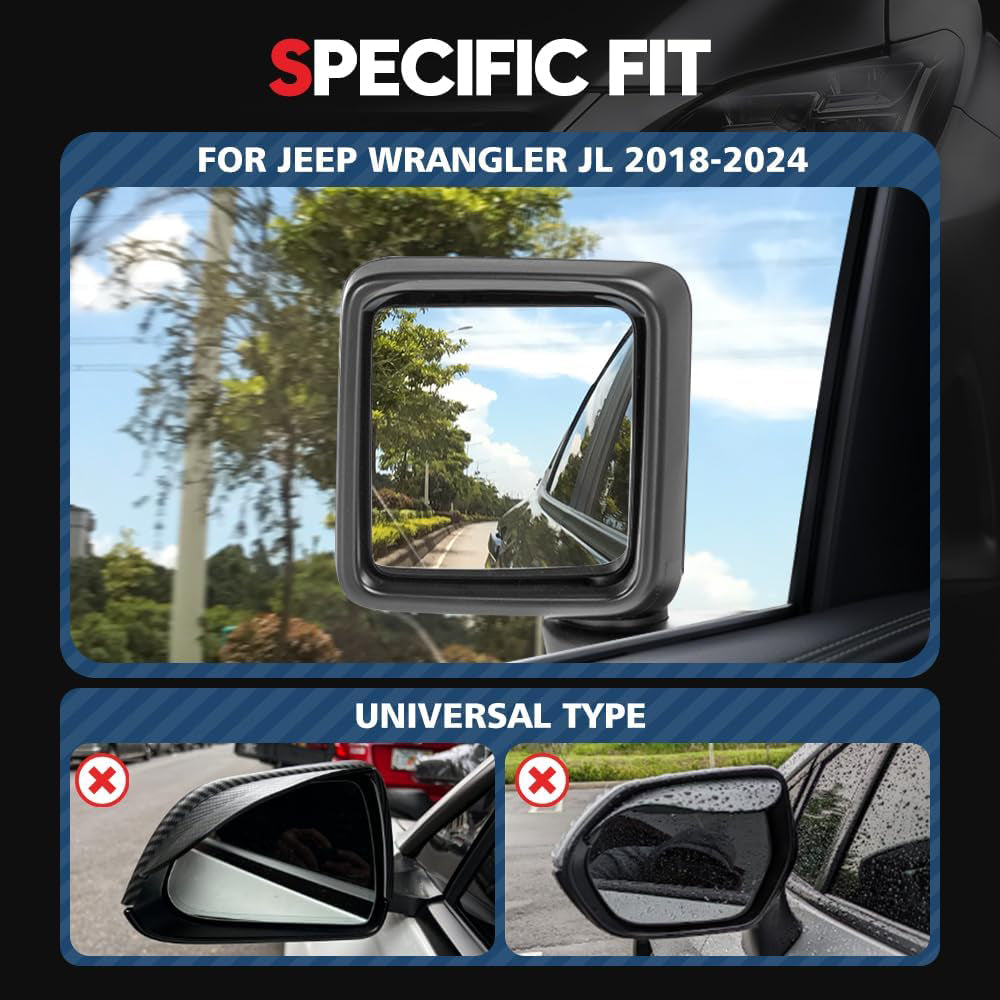 Jeep Wrangler JL JLU Unlimited 2/4-Door 2018-2024 &Gladiator JT 2020-2023 Side Mirror Rain Guards