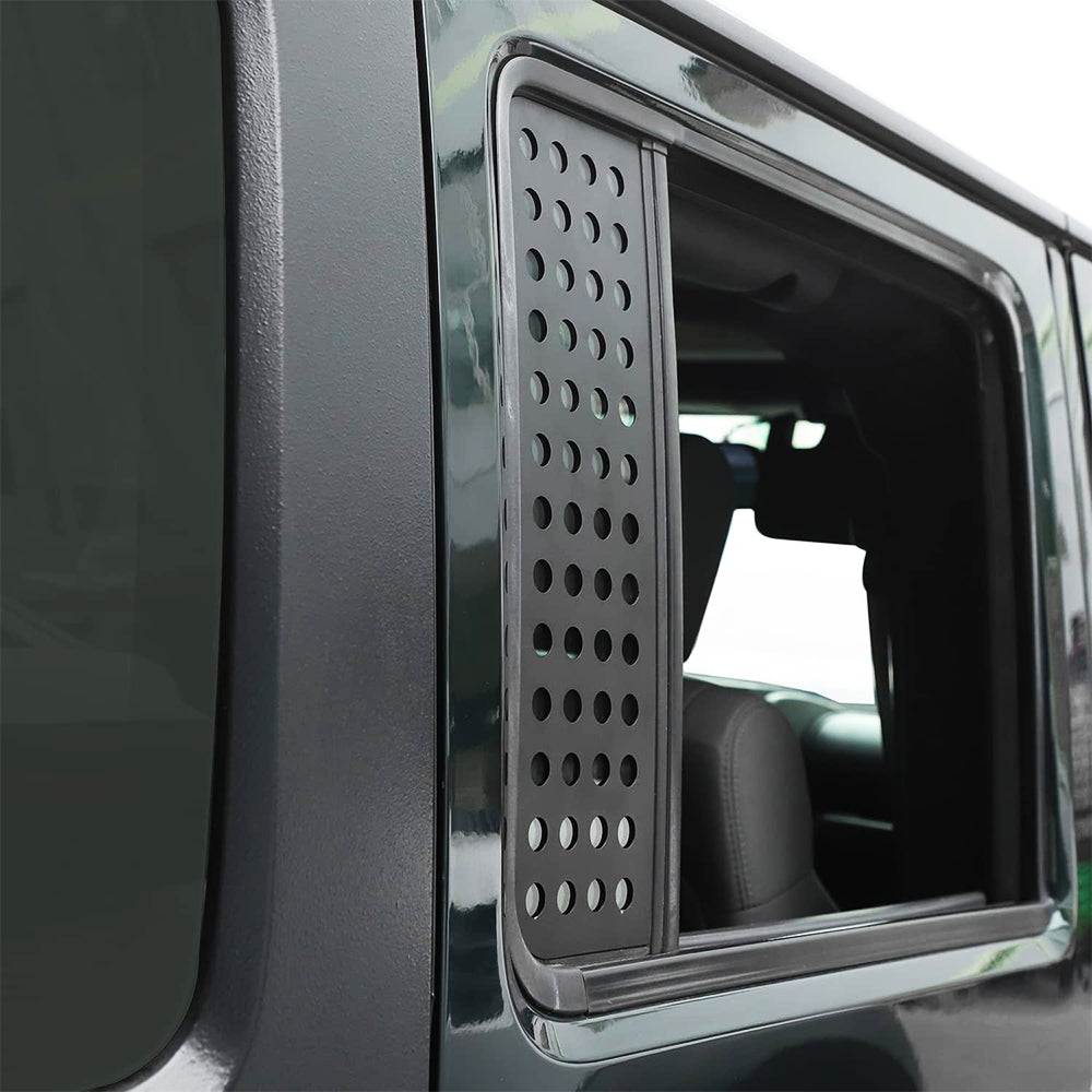 2018-2021 Jeep Wrangler JL & Unlimited 4-Door & Jeep Gladiator JT | Rear Door Window Decals Aluminum Alloy Glass Panel Cover